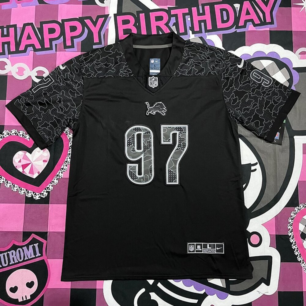 Detroit Lions Black Jersey #97 HUTCHINSON NFL